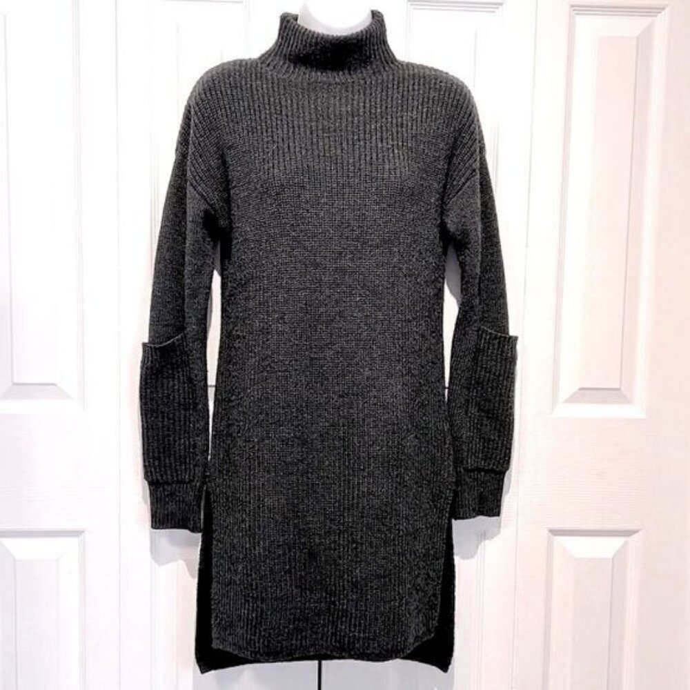 Ellen Tracy Grey Mock Neck Long Sleeve Sweater Tunic Size S